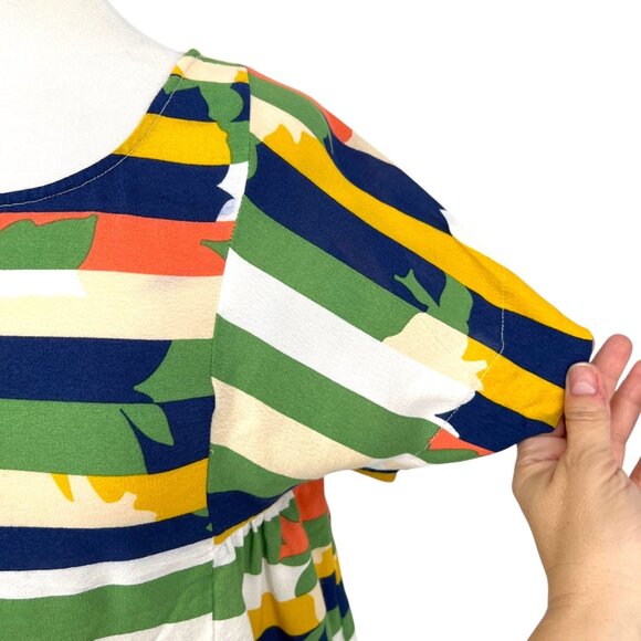Maeve Anthropologie Milla Striped Multicolor Short Sleeve Blouse Size Small - Picture 5 of 13